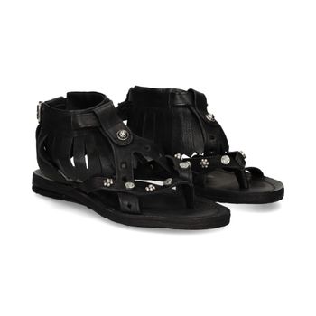 A.s.98 Sandalias Planas Mujer - Negro Talla 38