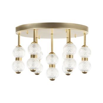 Lámpara De Techo Luces Led Integradas Metal Redondo Hierro Vidrio Pantalla Sala De Estar Moderno Estilo Glamoroso Oro Yowaka