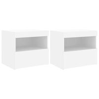 mesitas de noche con luces led 2 unidades blanco 50x40x45 cm vidaxl