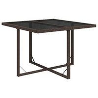 mesa de jardin  mesa de exterior ratan sintetico y vidrio marron 109x107x74 cm