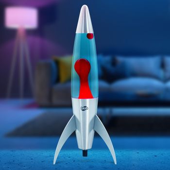 Blob Lamp 17" Rocket - Silver Base, Red Wax, Blue Liquid