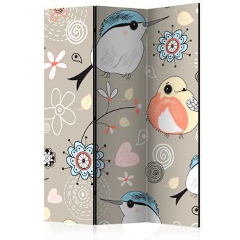 Biombo - Natural Pattern With Birds [room Dividers]