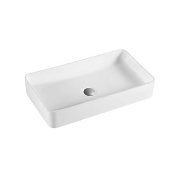 Lavabo Sobre Encimera Cerámico Blanco Mate | Lavamanos Baño Para Encimera Rectangular | 51cm X 35cm | Blanco Mate