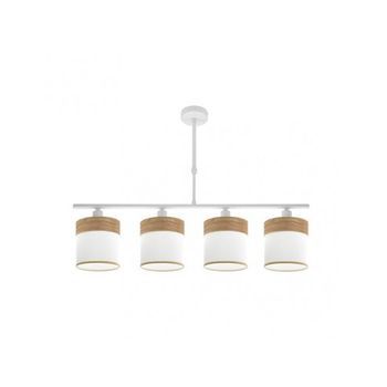 Lampara Cloe 4xe14 Blanca/blanca-madera Clara Regx75x14 Cm
