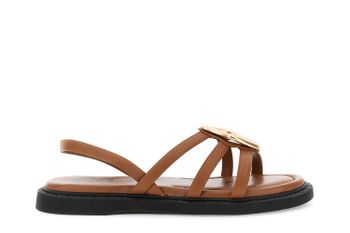 sandalias de piel napa con accesorio tan 37