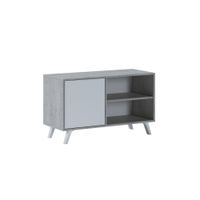 mueble tv con patas y almacenamiento 95 cm cemento blanco
