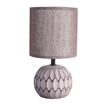 Aigostar Lámparas de Mesita de Noche, Cuerpo de Diseño en Relieve Color Marrón, Pantalla de Tela, Casquillo E14, Lámpara de Mesa Diseño Clasico Vintage para Dormitorio, Salon, Estudio, L14 x H26cm