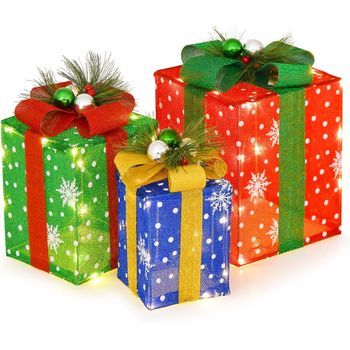 Juego De 3 Cajas De Regalo Iluminadas Costway 26 X 26 X 38 Cm