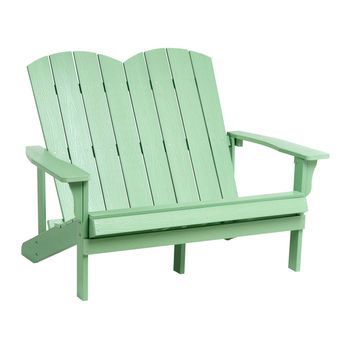 Banco De Exterior 2 Plazas Muebles De Jardín De Madera Plástica Tradicional Verde Claro Adirondack