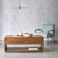 mesa de centro de mindi macizo acabado nogal