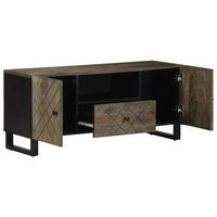 mueble tv  mueble de salon  mesa de tv madera maciza de mango negro 105x33x46 cm