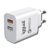 iggual cargador 2xusb carga rapida qc30 30w