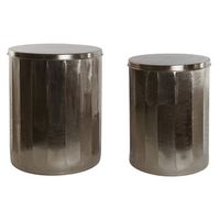 mesita auxiliar set 2 metal 42x42x52 tapa dorado