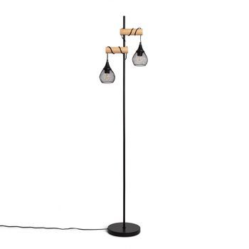 Lámpara De Pie Aluminio Y Madera Monah Negro