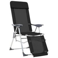 pack 2 uds sillas de camping plegables reposapies textilene negro