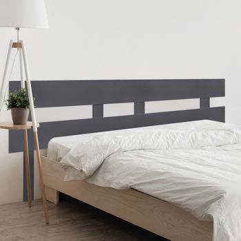 Dhome Cabecero Gris 160cm Dual Horizontal Estilo Valla Con Patas Madera Reciclada Dm Herrajes Incluidos (160cm Dual Horizontal Valla, Gris)