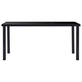 Mesa De Comedor | Mesa De Cena De Vidrio Templado Negro 160x80x75 Cm