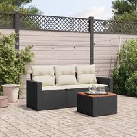 conjunto de sofas jardin 4 uds  mueble jardin mesa y sillas con cojines ratan sintetico negro cfw929259