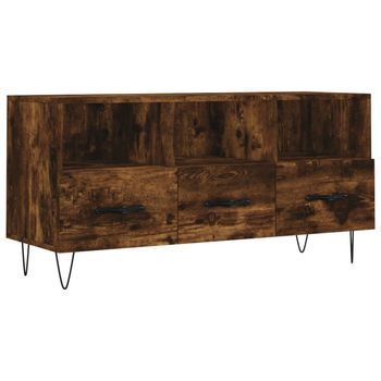 Mueble Tv | Mueble De Salón | Armario Tv Madera De Ingeniería Roble Ahumado 102x36x50 Cm