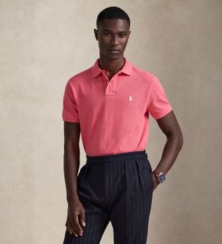 Polo Ralph Lauren para hombre. 710782592007 Polo Custom Slim Mesh rosa (L), Casual, Algodón, Manga corta