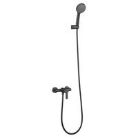set de ducha negro mate en laton y zama con tubo metalico de 180 cm