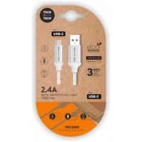 cable usb tech one tech tec2006 usb-a a usb-c 1m 24a nylon blanco