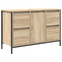 armario de lavabo  mueble de lavabo con cajones roble sonoma 90x345x60 cm
