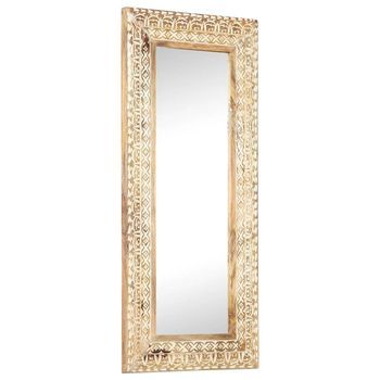 Espejo Tallado A Mano Madera Maciza De Mango 110x50x2,6 Cm Vidaxl