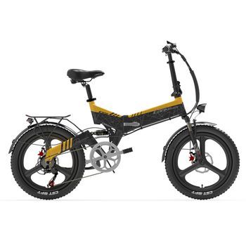Bicicleta Eléctrica Plegable Urbana Lankeleisi G650, Motor De 48 V , Batería De Iones De Litio De 12,8 Ah, Color Amarillo.