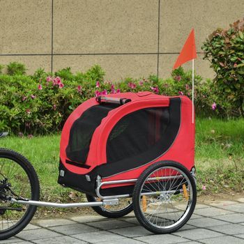 Remolque Para Perros De Acero Tela Oxford 130x73x90 Cm-pawhut.rojo
