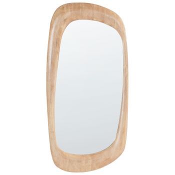 Espejo De Pared Decorativo De Madera De Caucho 120 X 57 Cm Estilo Retro Asimétrico Marrón Trizay