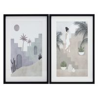 2 laminas impresas enmarcadas marrakech tonos tierra y lila 60x40 cm