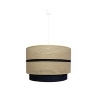 lampara de techo estilo natural con 2 pantallas de lino y saco rustico