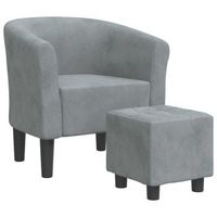 sillon lounge comodo asiento de diseno moderno con reposapies en terciopelo gris oscuro dec026423