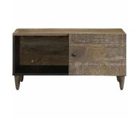 mesa de cafe - mesa de centro de madera maciza de mango gris claro 80x50x40 cm