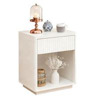 mesita de noche con cajon y estante abierto mesilla de noche moderna de madera panel ondulado blanco
