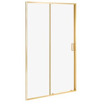 Mampara De Ducha De Vidrio Templado Transparente Con Puerta Corredera 1200 X 1900 Mm Dorado Yauri