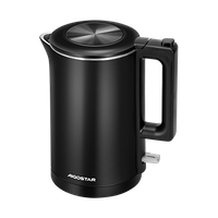 aigostar luster - hervidor de agua de toque frio 2200w 18l de capacidad hervidor electrico de doble pared con proteccion contra la ebullicion en seco y apagado automatico libre de bpa negro