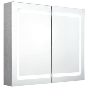 Armario De Baño | Mueble De Baño Con Espejo Led Gris Hormigón 80x12x68 Cm