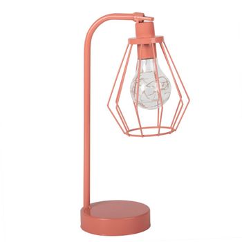 Lámpara de LED con soporte de metal rosa