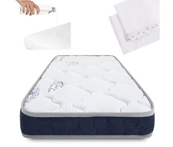 Colchon cuna viscoelastico, transpirable de doble cara con protector impermeable y sábanas de algodón. certificado oeko-tex y certipur – symphony