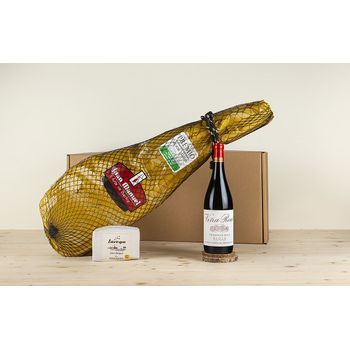 Pack Gourmet Con Paleta De Cebo Iberica, Vino Tinto Y Queso Lavega