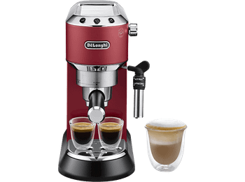 Cafetera express - De'Longhi Dedica EC685.R, 1300 W, 15 bar, Thermoblock, Espresso manual, Función 2 tazas, Rojo
