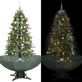 Árbol De Navidad | Decoraciones De Navidad Con Nieve Con Base En Paraguas Verde 170 Cm Cfw292235