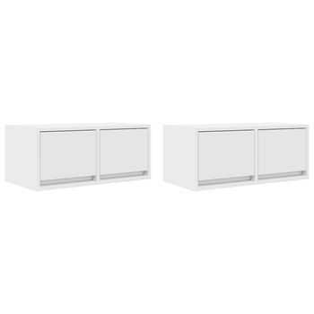 Muebles De Tv 2 Uds | Mueble De Salón | Mesa De Tv Blanco 60x31x25,5 Cm Madera De Ingeniería