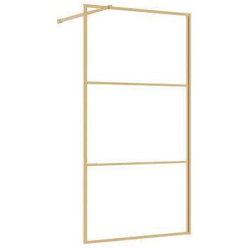 Mampara Puerta Ducha Vidrio Transparente Esg Dorado 115x195 Cm Vidaxl