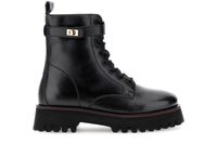 botines de piel con cordones black 37