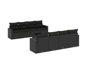 Vidaxl set de sofás de jardín 8 piezas y cojines ratán sintético negro