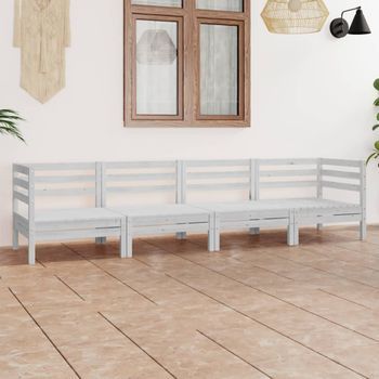 Conjunto De Muebles De Jardín 4 Uds | Mesa Y Sillas Madera Maciza Pino Blanco Cfw217331