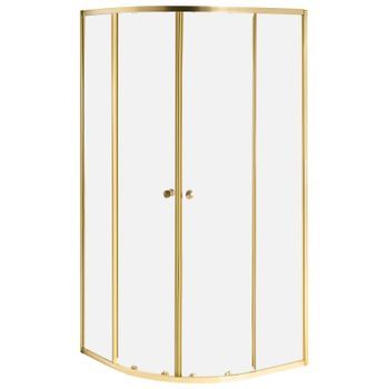 Cabina De Ducha Redondeada De Vidrio Templado Con Puerta 90 X 90 X 190 Cm Dorado Onelli